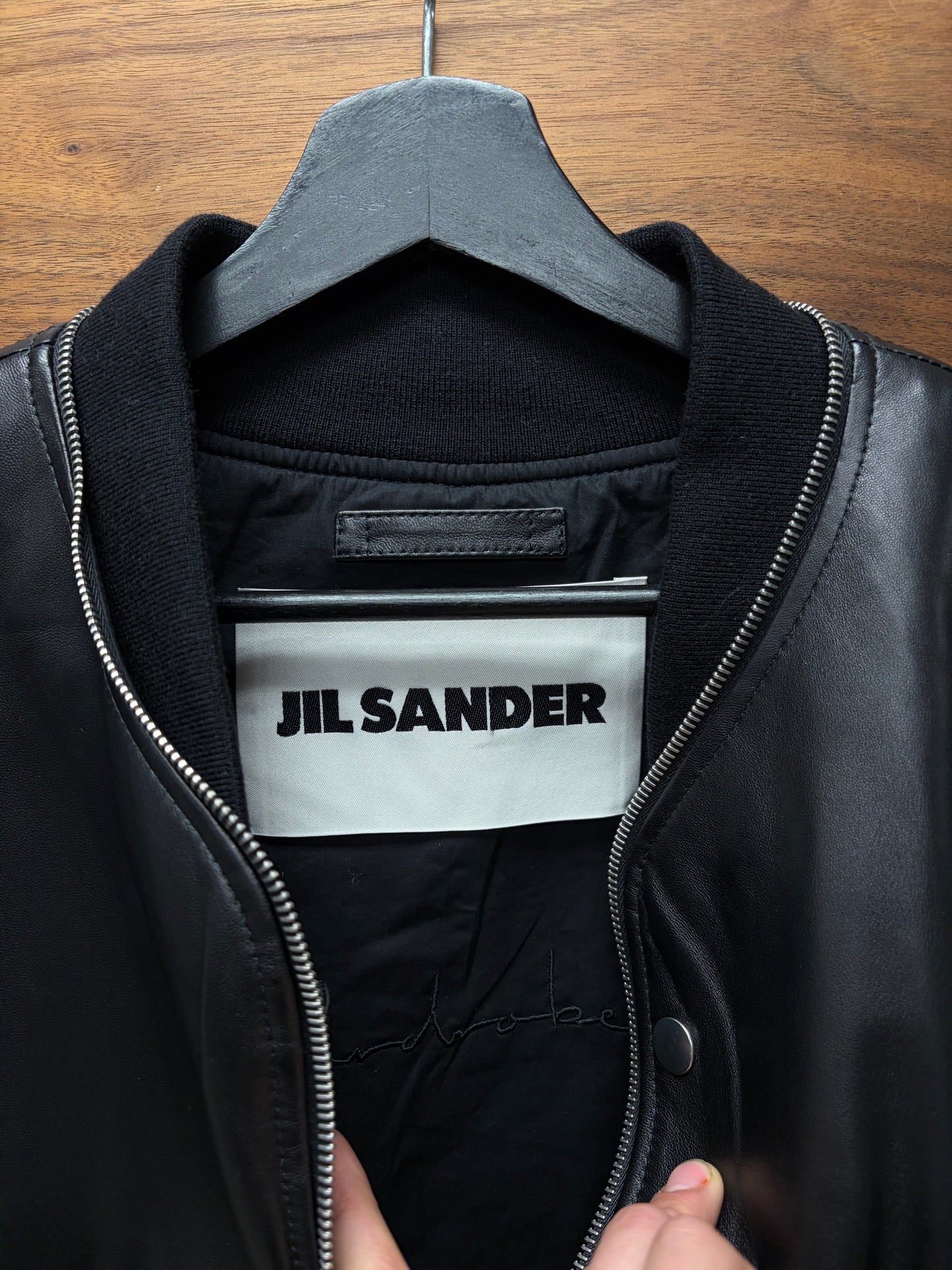 Jil Sander Exposed Zipper ‘Baseball’ Lambskin Leather Jacket