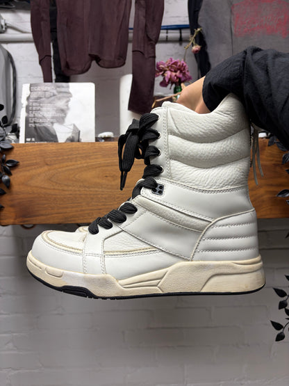 Diet Butcher Slim Skin DBSS ‘Dunk’ White Leather High Top Sneakers