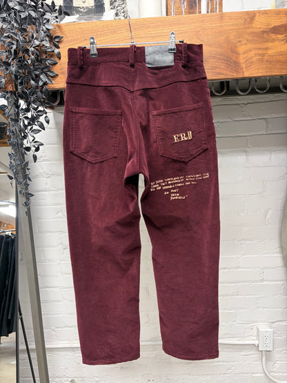 AW2022 Enfants Riches Deprimes ‘Poeise’ Embroidered Dark Red Corduroy Pants