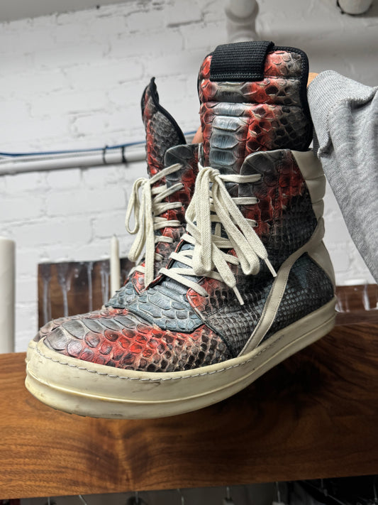 AW2022 Rick Owens Genuine Python Leather ‘Strobe’ Geobaskets