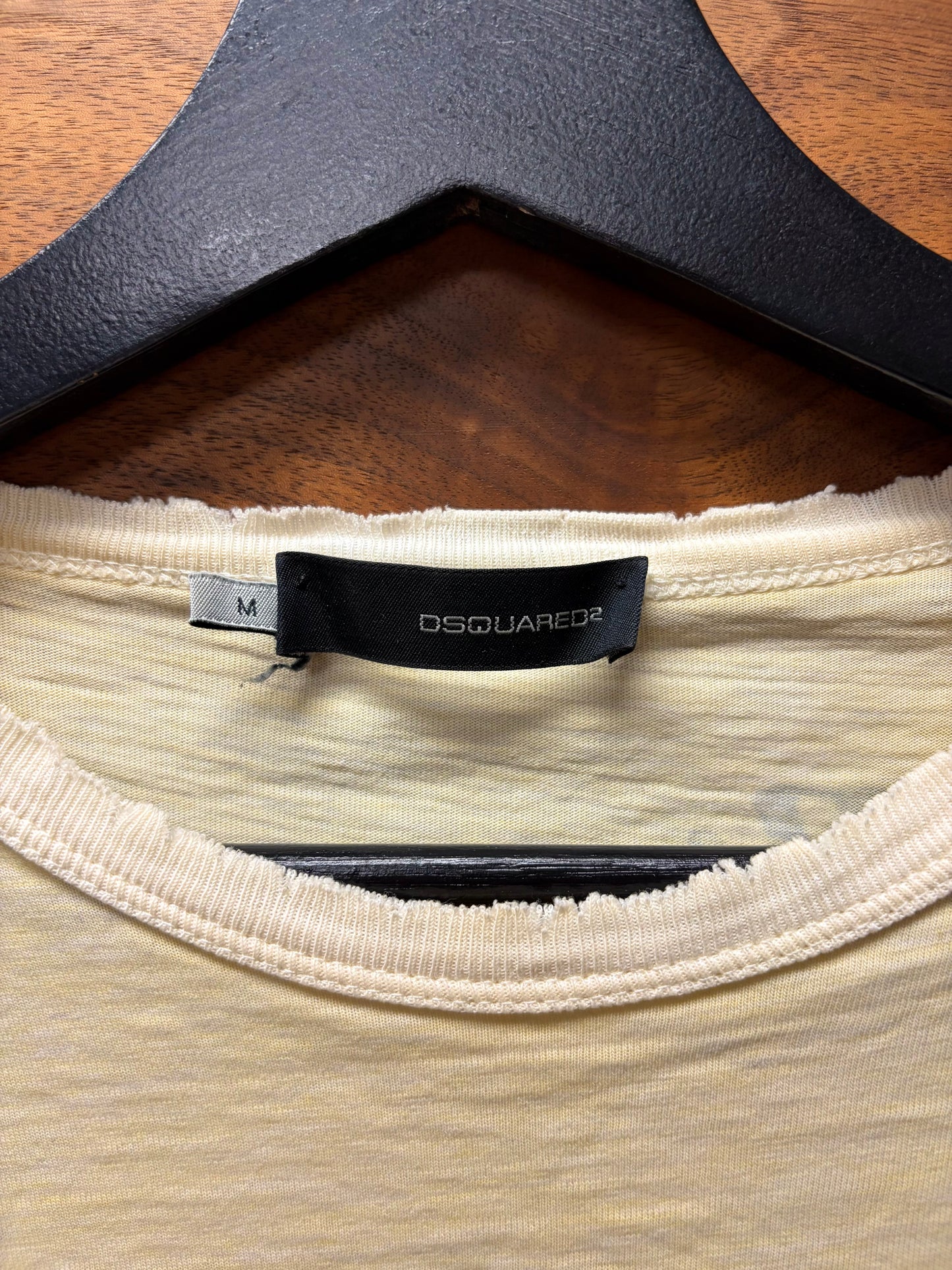2000s Dsquared2 ‘Hardwork’ Baseball Logo Distressed Cotton T-Shirt