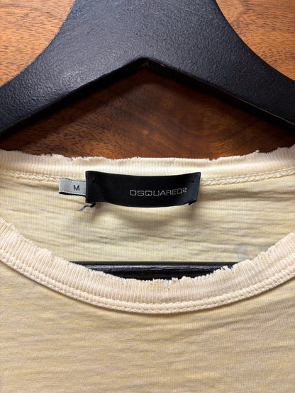 2000s Dsquared2 ‘Hardwork’ Baseball Logo Distressed Cotton T-Shirt