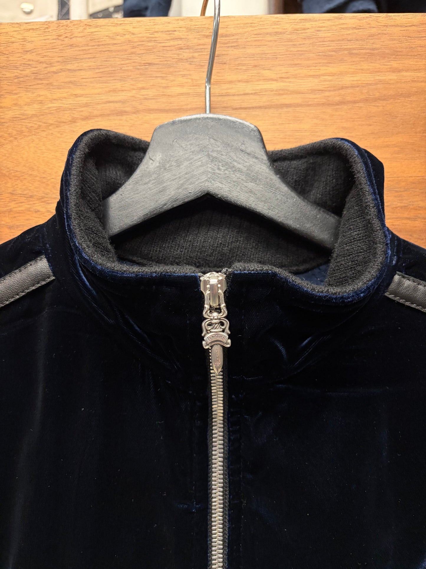 Chrome Hearts Velour/Leather Tracksuit Zip-Up Jacket