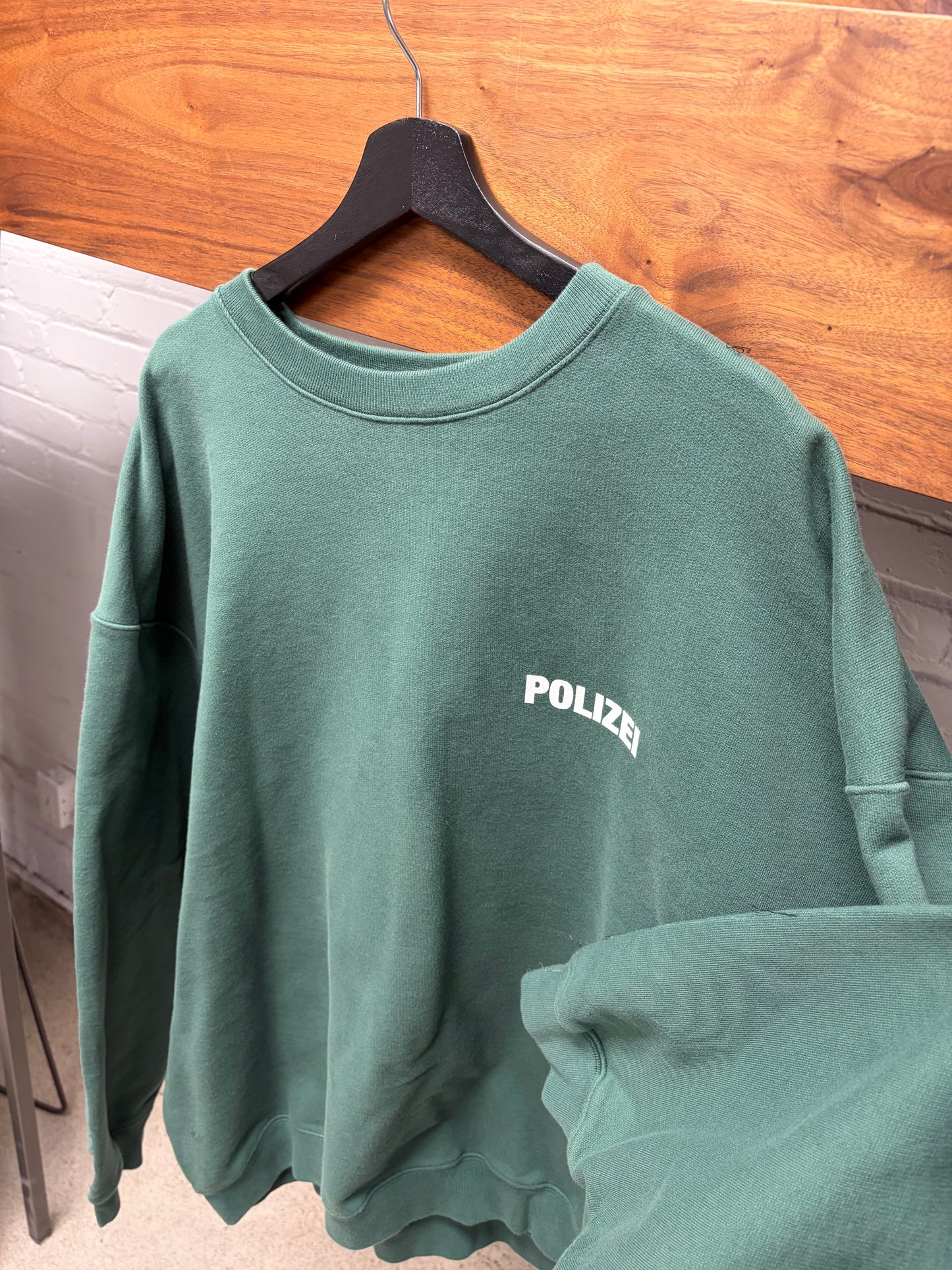Vetements ‘Polezi’ Dropped Shoulder Oversized Green Sweatshirt