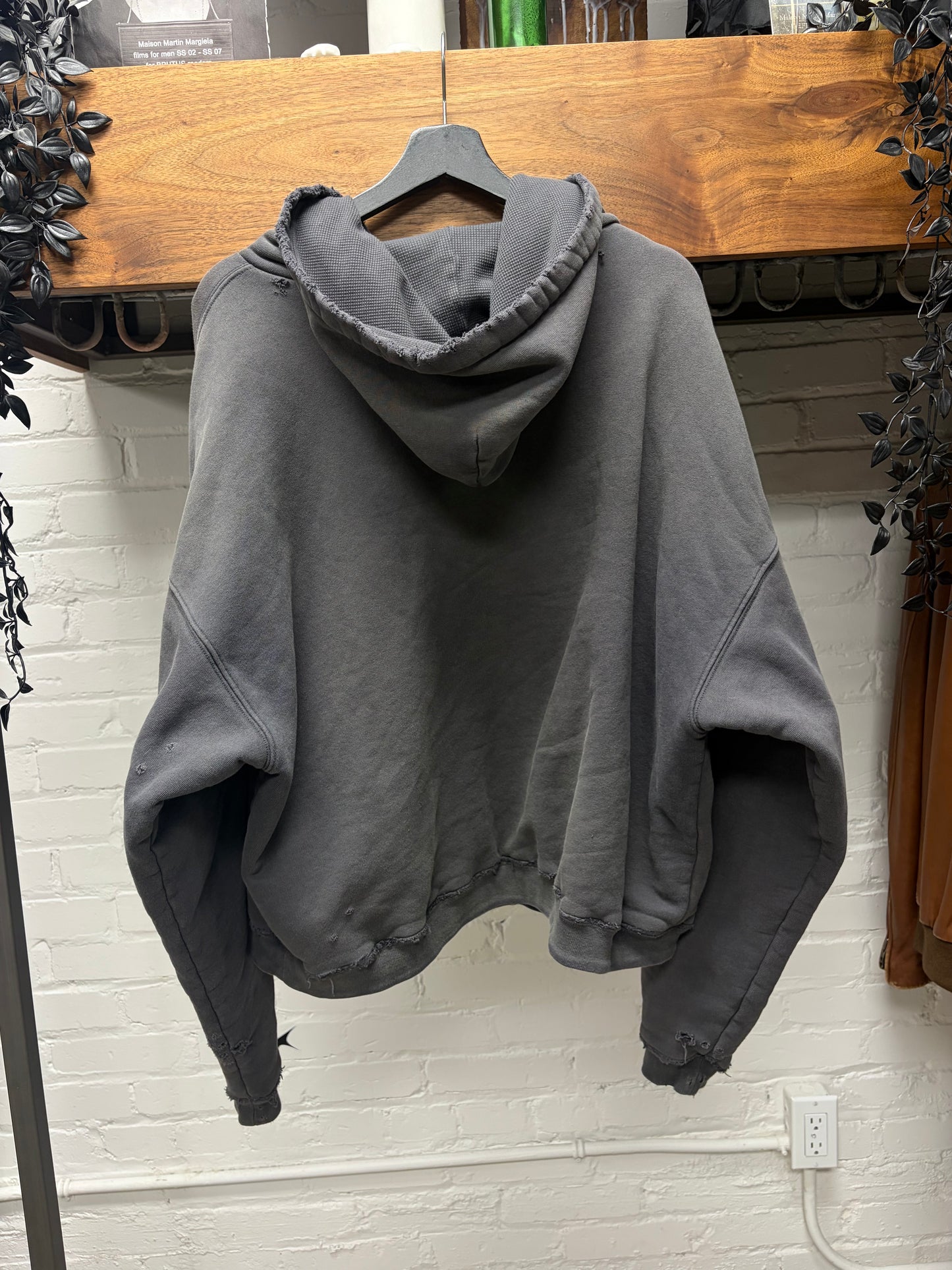 Enfants Riches Deprimes Washed Grey Thermal Lined Logo Hoodie