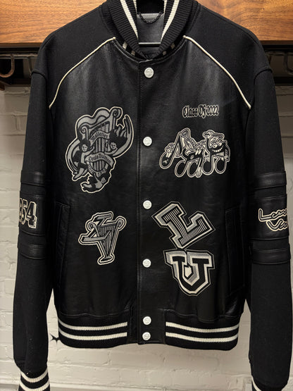 SS2023 Louis Vuitton by Virgil Abloh ‘Musicians’ Black Leather/Wool Varsity Jacket