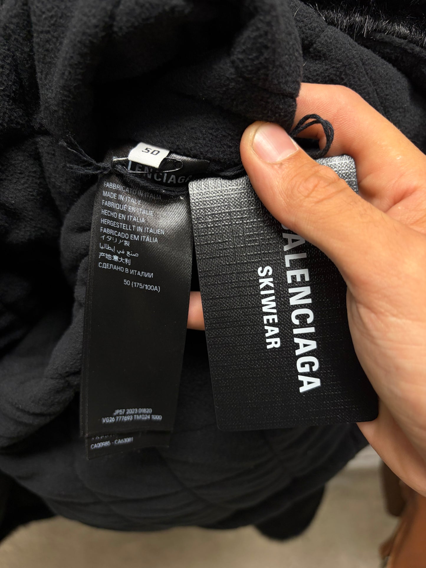 2023 Balenciaga ‘Skiwear’ Black Faux Fur Zip-Up Jacket