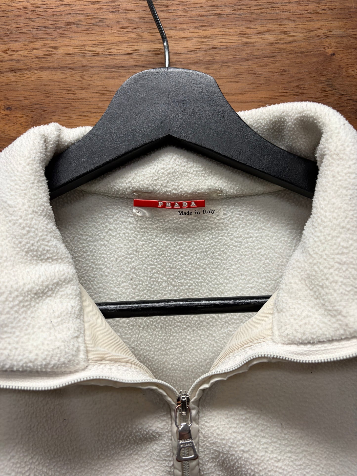 Vintage Prada Sport White Fleece Zip-Up Vest
