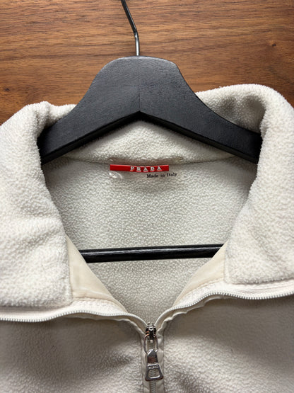 Vintage Prada Sport White Fleece Zip-Up Vest