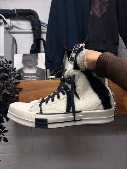 Rick Owens x Converse ‘TubroDRK’ Zebra Shearling High Top Sneakers