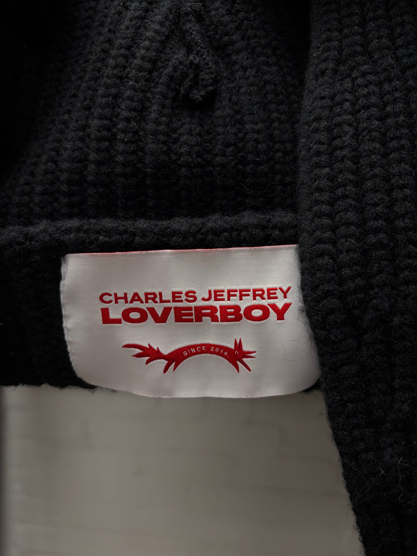 Charles Jeffery Loverboy ‘Bunny Ears’ Ribbed Black Beanie