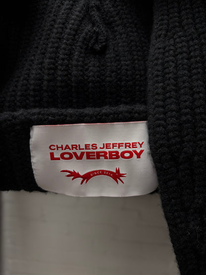 Charles Jeffery Loverboy ‘Bunny Ears’ Ribbed Black Beanie