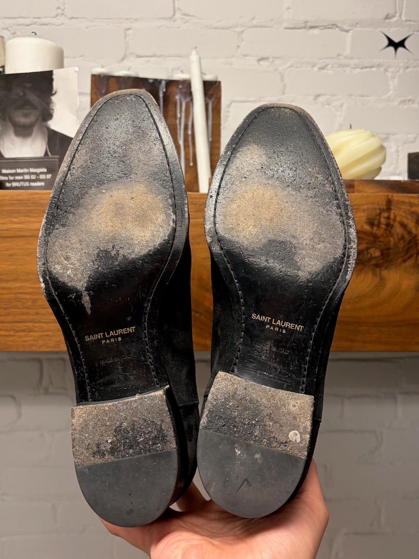 Saint Laurent Black Suede ‘Wyatt’ Chelsea Boots