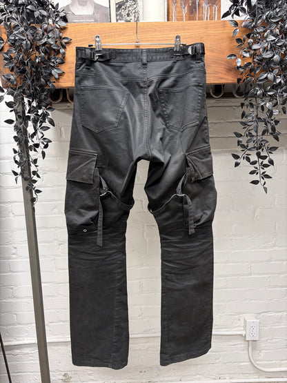 Vuja Dé Waxed Black Bondage Cargo Pants
