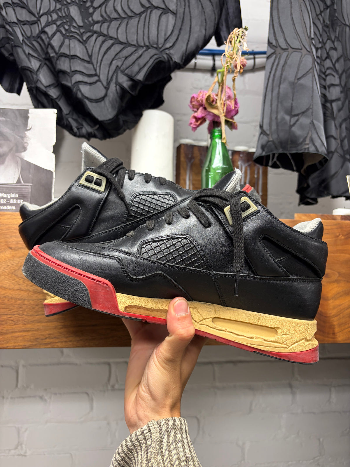Maison Margiela ‘DDSTK’ Black/Red Leather High Top Sneakers