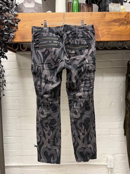 AW2004 Number (N)ine ‘Give Peace a Chance’ Tribal Heart Camouflage Black Skinny Jeans