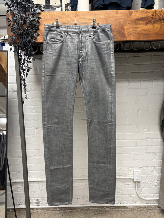 SS2008 Dior Homme ‘Radioactivity’ Unaltered Silver Waxed Skinny Jeans