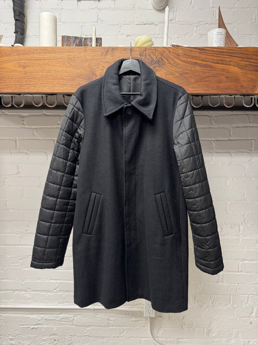 Balmain Quilted ‘Puffer Sleeve’ Wool Coat