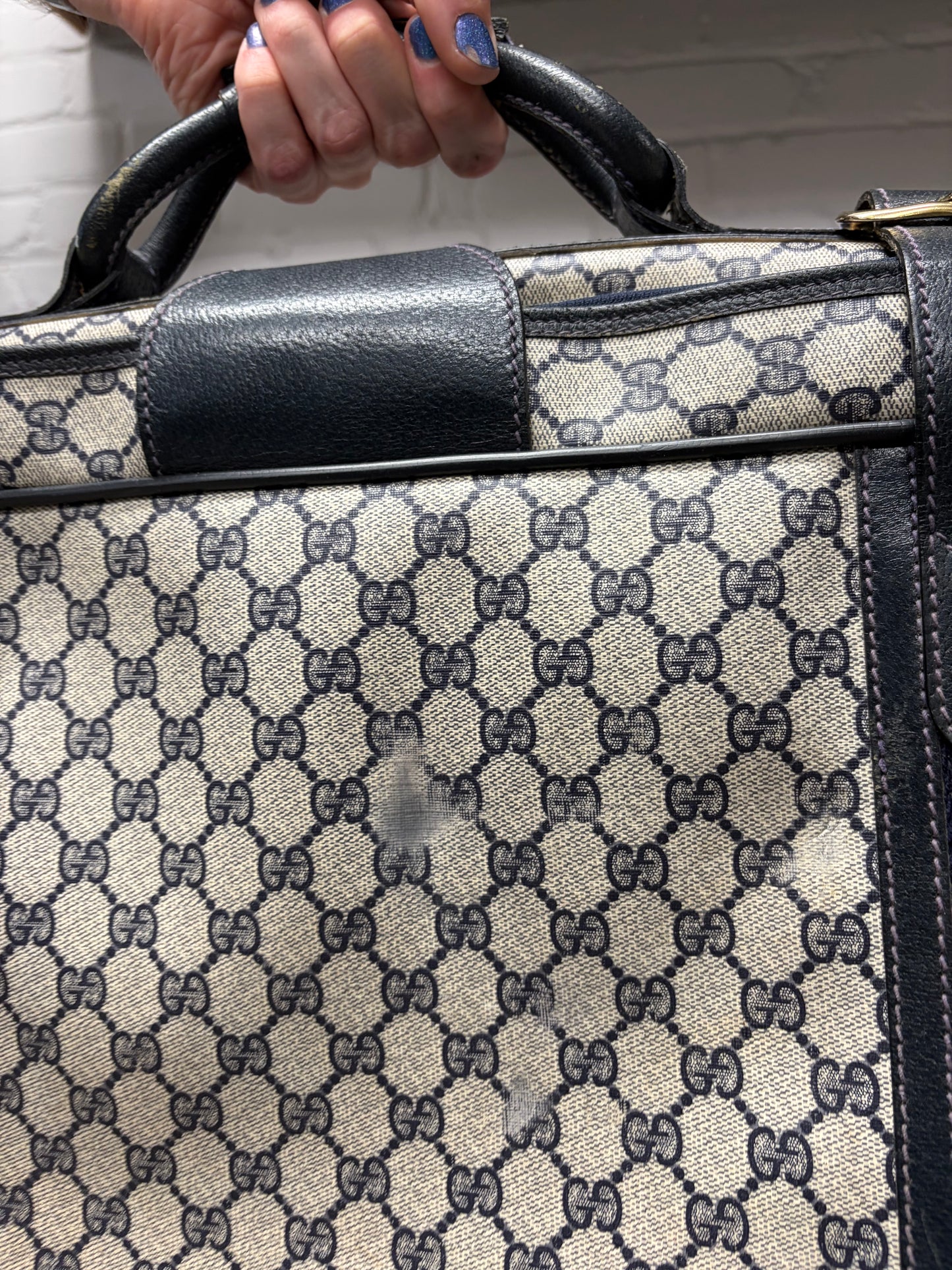 Vintage 1980s Gucci ‘Guccisima’ Monogram Top Handle Canvas Large Luggage Bag