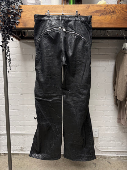 Rick Owens ‘Bolans Banana Cut’ Waxed Black Flared Leg Denim