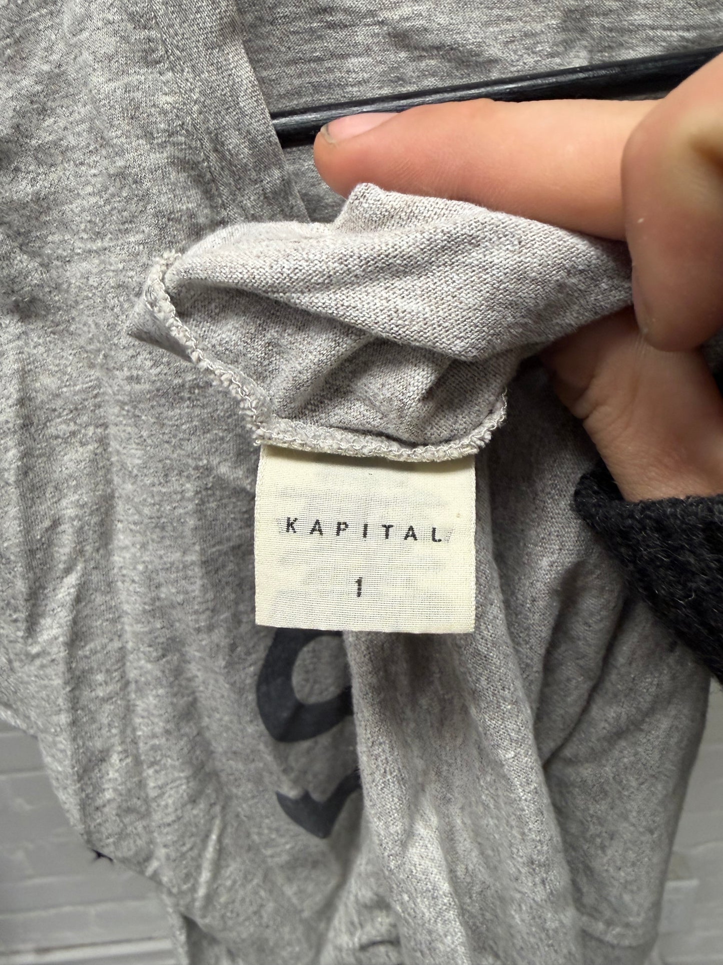 Kapital ‘Surf’ Patch Pocket Grey Cotton T-Shirt