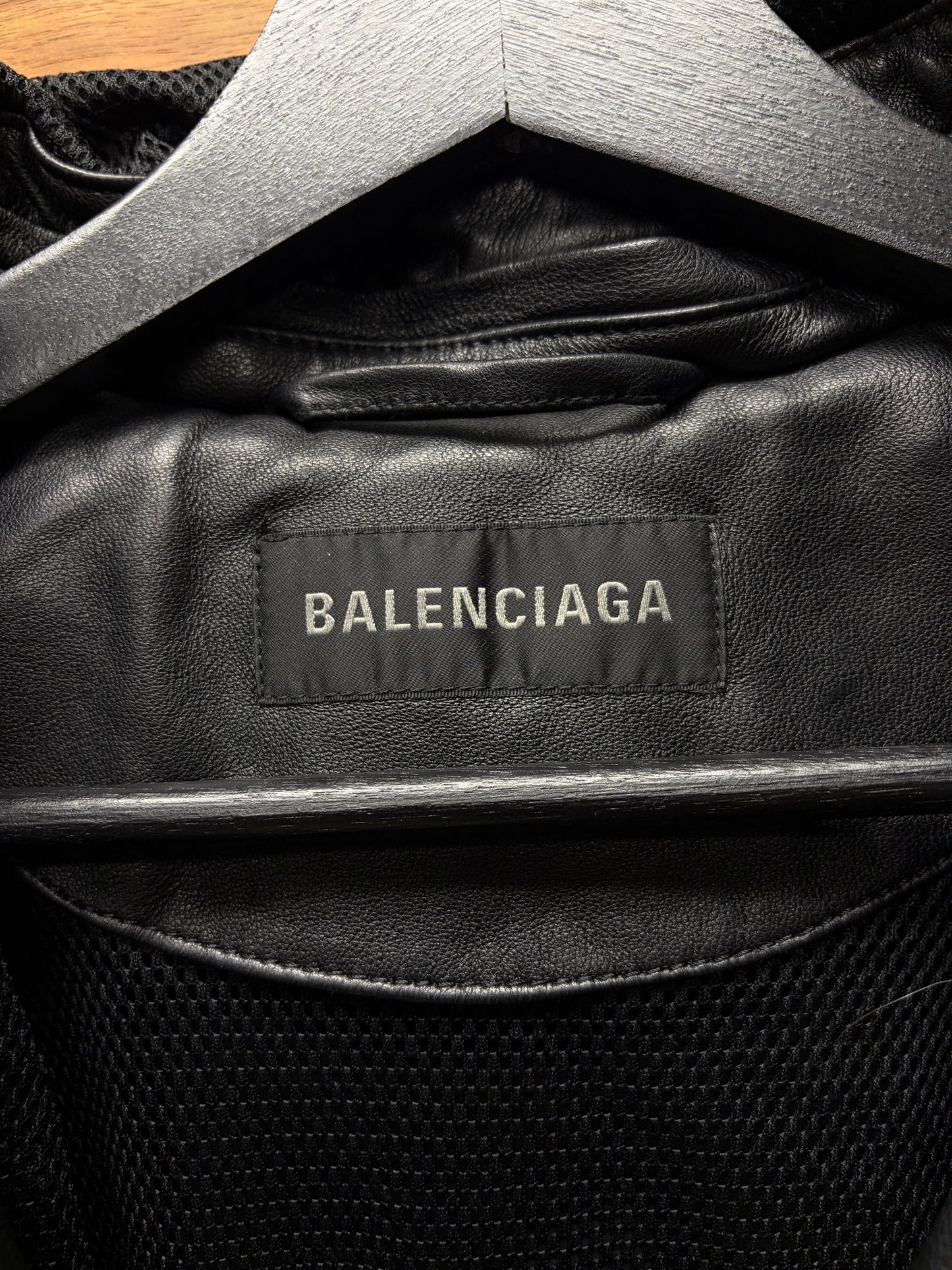 2022 Balenciaga ‘3B Sports Icon Logo’ Black/White Leather Zip-Up Bomber Jacket