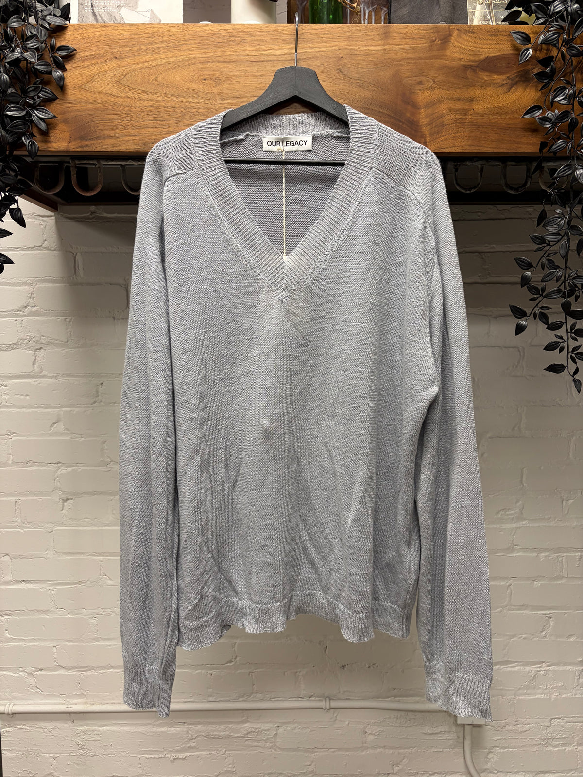 Our Legacy ‘Rue V-Neck’ Slate Grey Linen/Organic Cotton Sweater