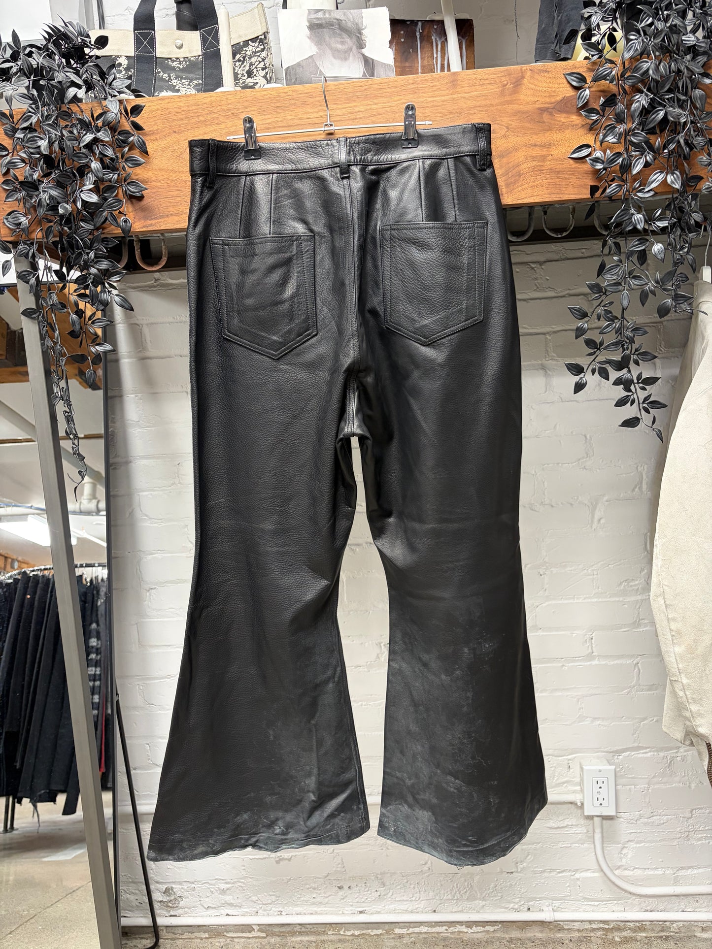AW2022 Rick Owens ‘Strobe’ Flared Lambskin Leather Pants