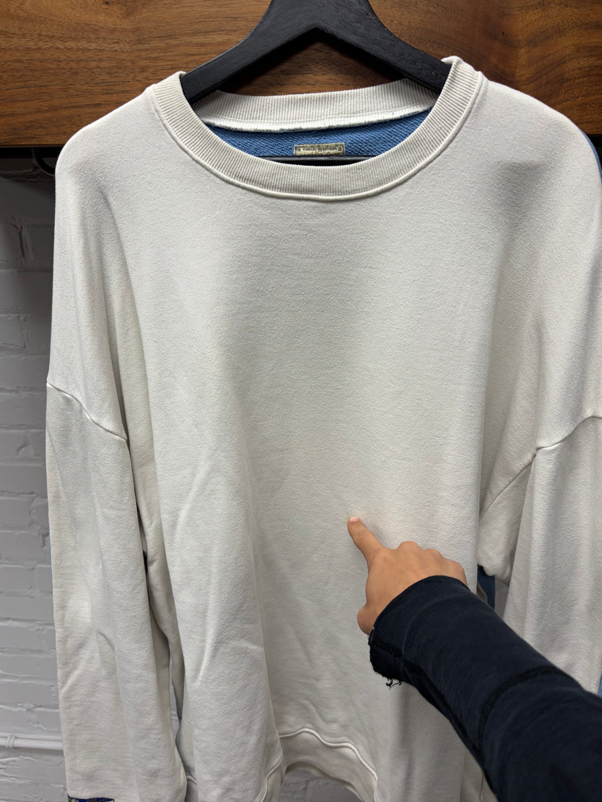 Kapital ‘Bone’ Sun Faded Blue/Yellow Split Cotton Sweatshirt