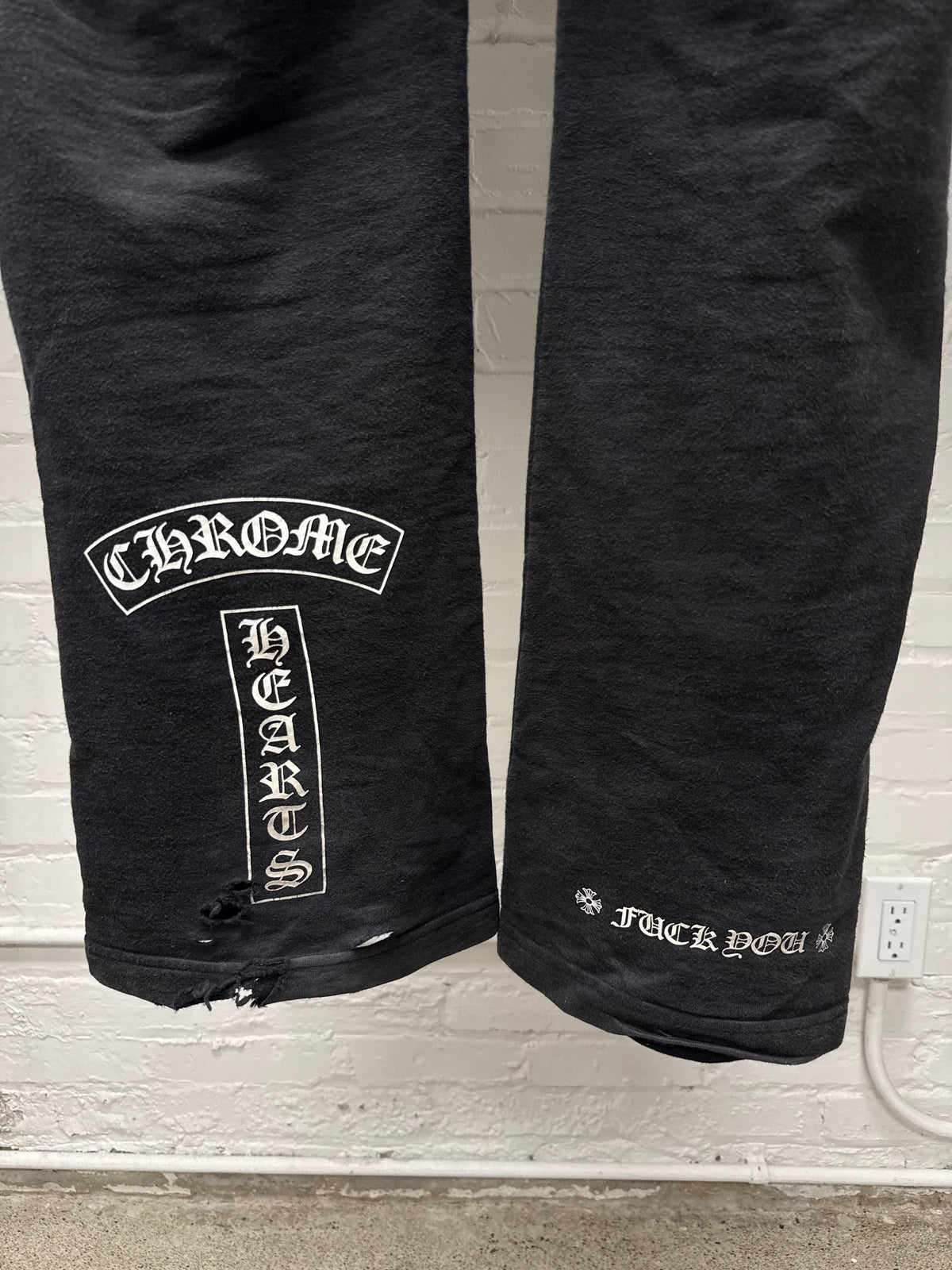 Vintage Chrome Hearts Black ‘T-Bar’ Horseshoe Logo Drawstring Sweatpants