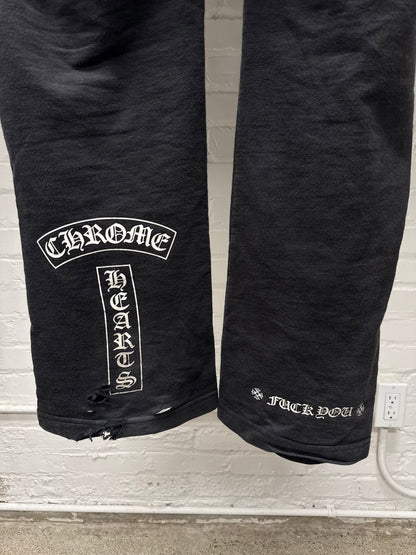 Vintage Chrome Hearts Black ‘T-Bar’ Horseshoe Logo Drawstring Sweatpants