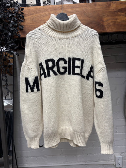 Maison Margiela ‘MM6’ Logo Chunky Knit Turtleneck Sweater