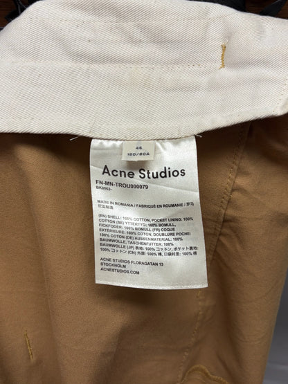 Acne Studios Cotton/Twill Wide Leg Belted Brown Pants