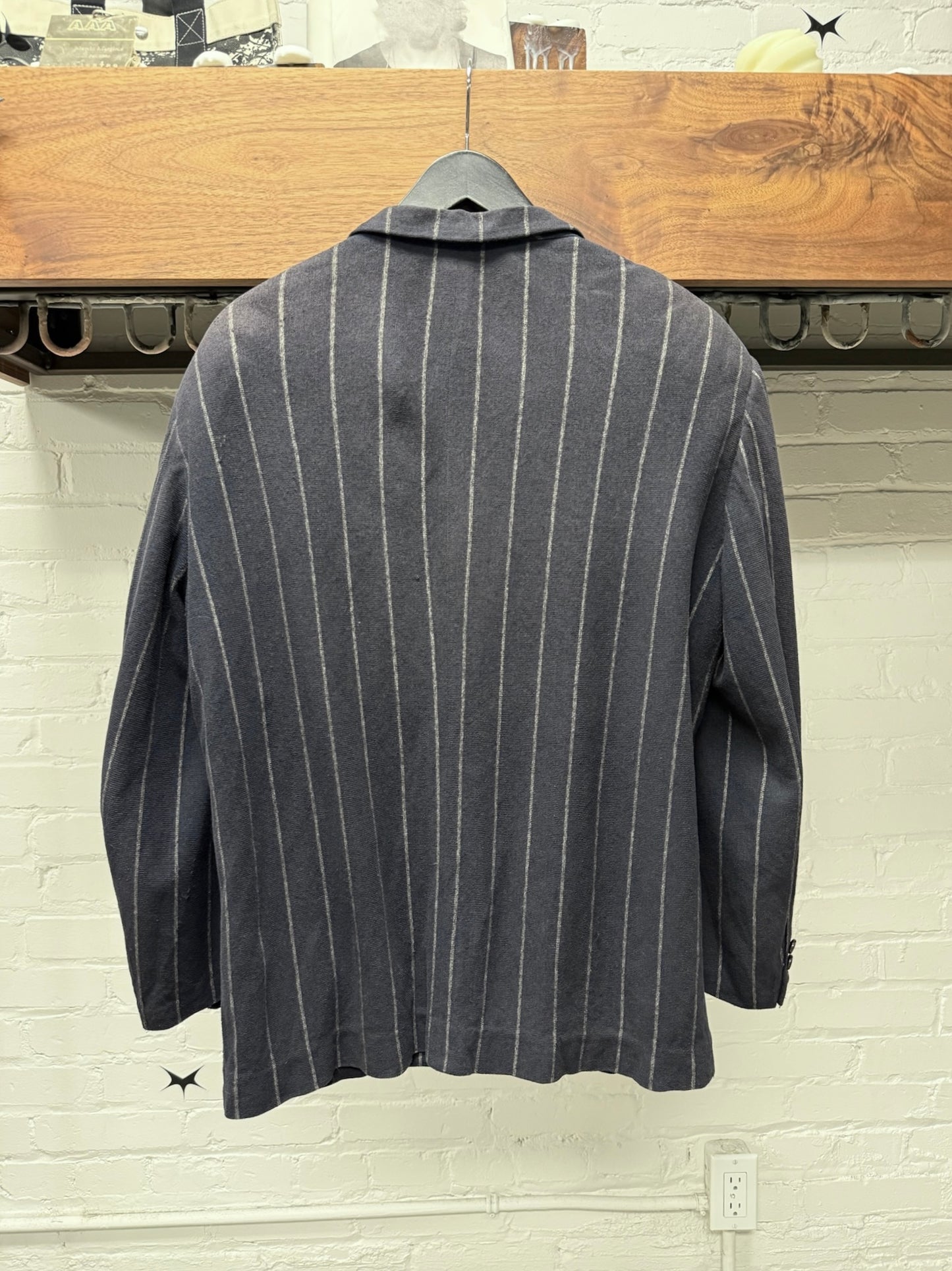 SS1988 Comme Des Garçons Sun Faded Pinstripe ‘Badge Crest’ Uniform Blazer