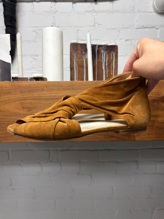 Maison Margiela Peep Toe Brown Suede Sandals