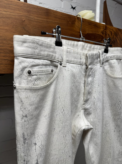 2014 Balenciaga ‘Paint Cracked’ White Skinny Jeans