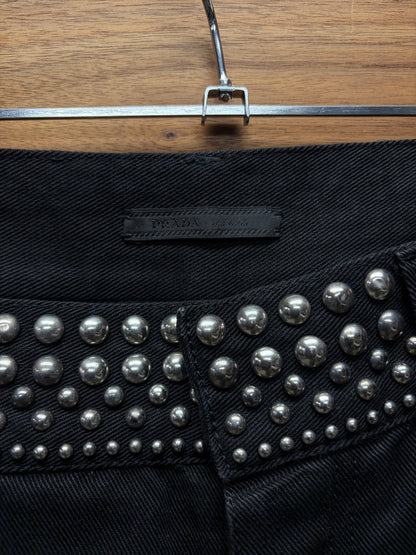 2011 Prada ‘Studded Waistband’ Silver Detailed Black Skinny Jeans
