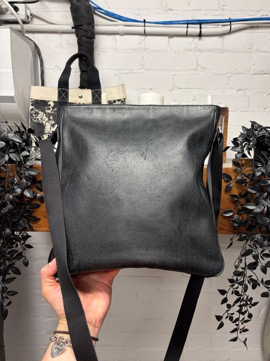 2006 Dior Homme by Hedi Slimane Waxed Black Crossbody Messenger Bag