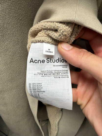 Acne Studios ‘Patch Logo’ Cropped Brown Terry Cotton Hoodie