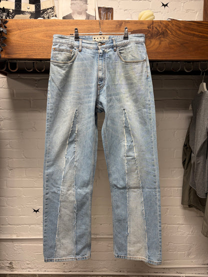 Marni Distressed Blue Distressed Repair Denim