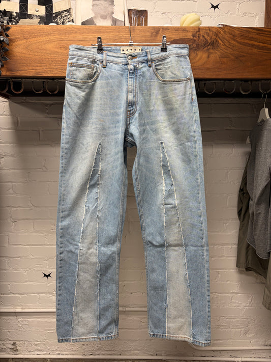 Marni Distressed Blue Distressed Repair Denim