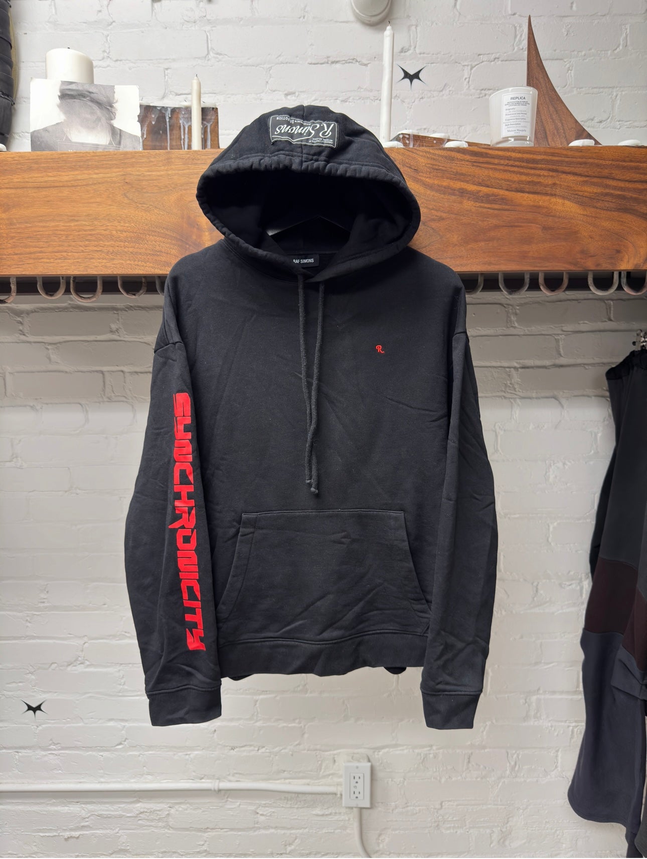 AW2021 Raf Simons ‘Synchronicity’ Red/Black Drawstring Hoodie