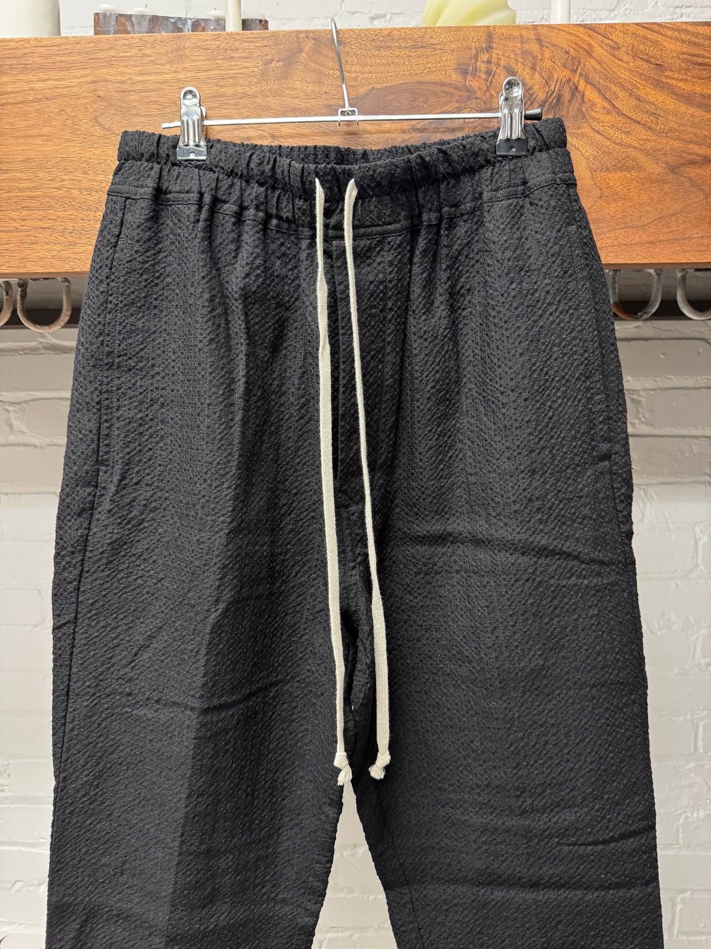 SS2022 Rick Owens ‘Fogachine’ Black ‘Berlin’ Drawstring Relaxed Pants