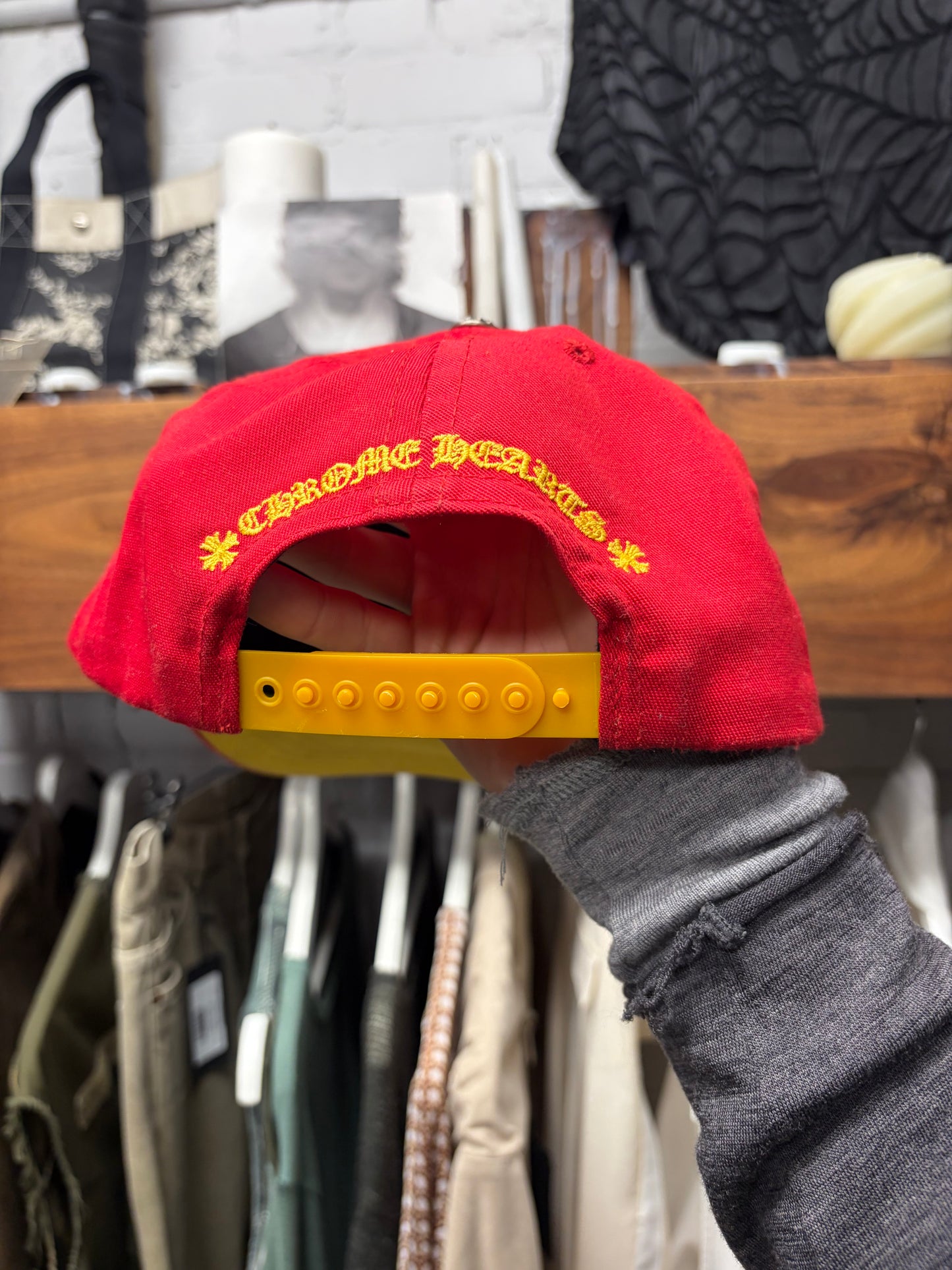 Chrome Hearts Red/Yellow Embroidered Logo Trucker Hat