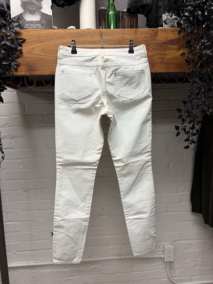 2012 Maison Margiela x H&M White Paint Cracked Skinny Jeans