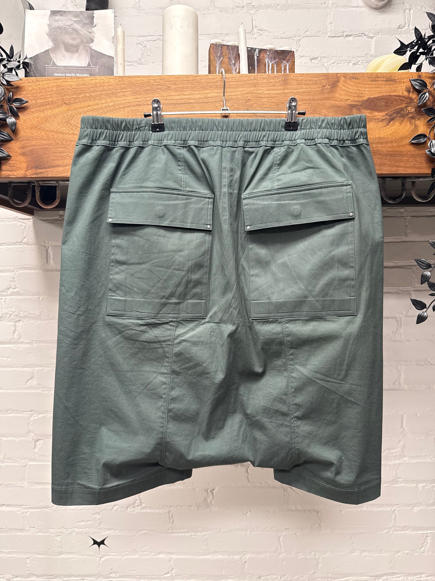 AW2022 Rick Owens ‘Strobe’ Teal Blue Pod Drop Crotch Shorts