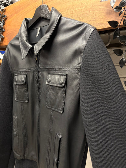 AW2005 Dior Homme by Hedi Slimane ‘In the Morning’ Black Ribbed Sleeve Leather Jacket