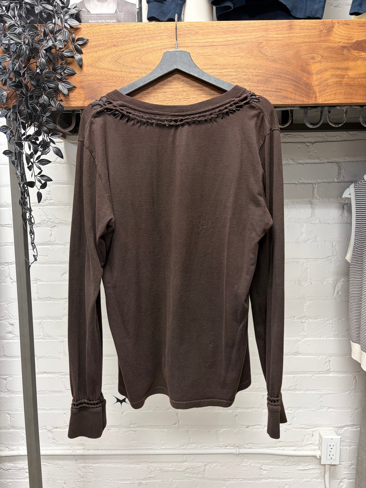 SS2007 Number (N)ine Rope Woven ‘Sun Faded’ Brown Long Sleeve Shirt