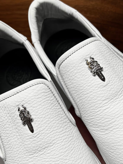 Chrome Hearts ‘Dagger’ Slip-On White Leather Low Top Sneakers