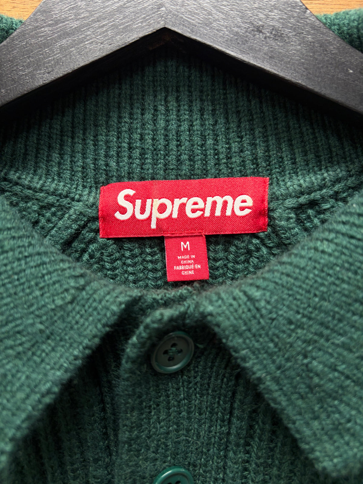 AW2024 Supreme ‘Mini Box Logo’ Dark Green Ribbed Knit Polo Sweater